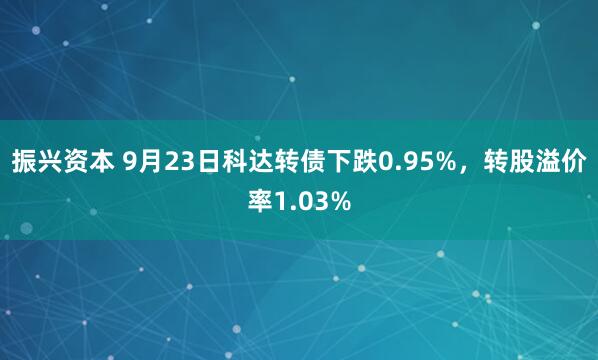 振兴资本 9月23日科达转债下跌0.95%，转股溢价率1.03%